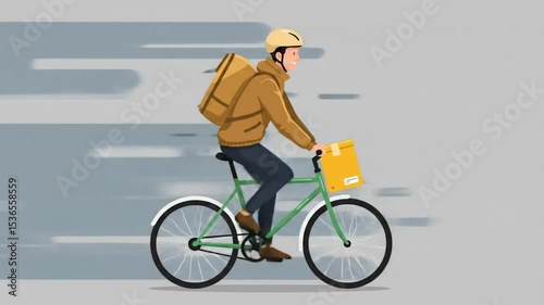 Fast delivery man on bicycle