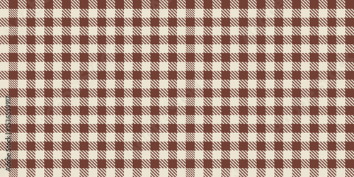 Seamless vector pattern brown cream gingham checkered background texture textile cozy picnic rustic style vintage cotton tablecloth design square minimal retro seamless vector pattern