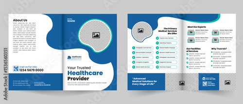 
Clean and Professional Bifold Brochure Template for Medical and Healthcare Services - Suitable for Hospital Branding and Company Profile Design
