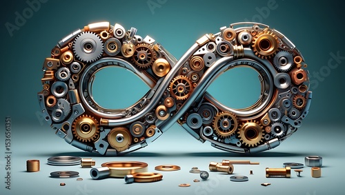 Endless Automation Cycle Depicting Gear Work and Perpetual Motion