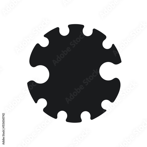 Black and white isometric icon of a six-lobed circular hub with rounded outer grips. Stylized symbol representing grip connector, control dial, or mechanical fastening component