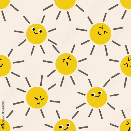seamless pattern with yellow flowers sun