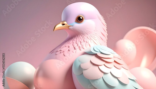 pigeon on a pink