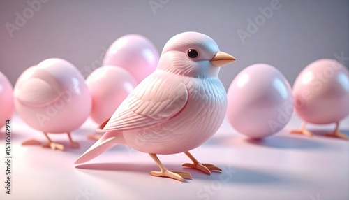 two pigeons on a pink