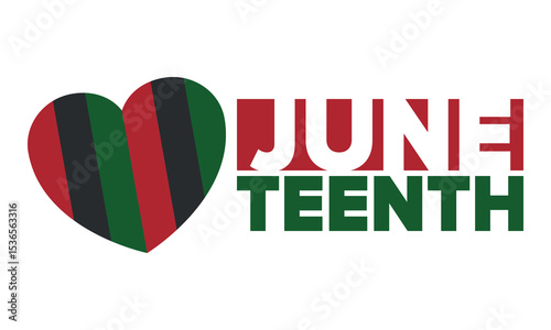 Juneteenth Independence Day. Freedom or Emancipation day. Annual american holiday, celebrated in June 19. African-American history and heritage. Poster, greeting card, banner and background. Vector