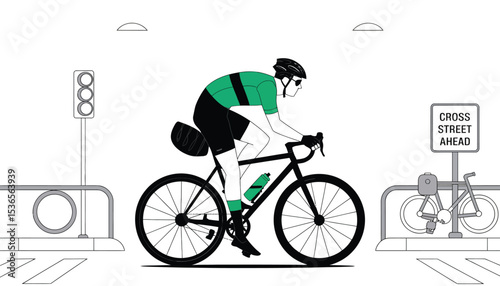 Sport cyclist riding a bicycle in the city, a summer activity for recreation