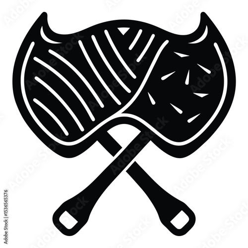 Vector illustration of crossed axes symbol representing strength and viking heritage
