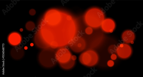 Red glowing bokeh with layered circle particles and blur effect on black backdrop. Creates a dramatic, energetic visual for digital compositions.