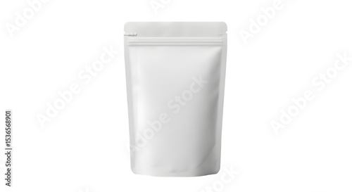 Blank White Stand Up Pouch Packaging Mockup for Branding and Design Projects, transparent background