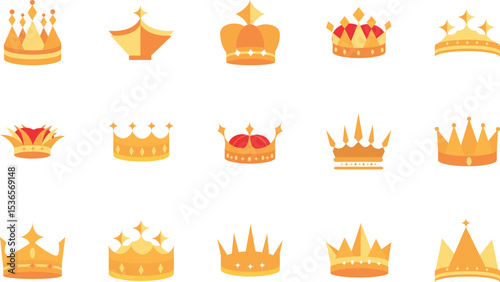 Collection of Golden Crowns 15 Unique Royal Crown Designs for Royalty, Fantasy, and More - 563.eps