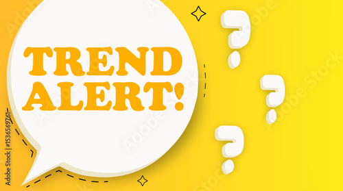 Trend alert. Speech bubble with text. Business concept. 3d illustration. Pop art style. Vector line icon for Business and Advertising