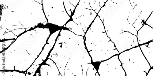 Abstract Broken Concrete Texture with Deep Cracks on Transparent Background – Perfect for Urban Decay and Distressed Surface Designs
