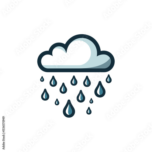 Cloud with raindrops simple icon, representing weather conditions, for use on websites and blogs