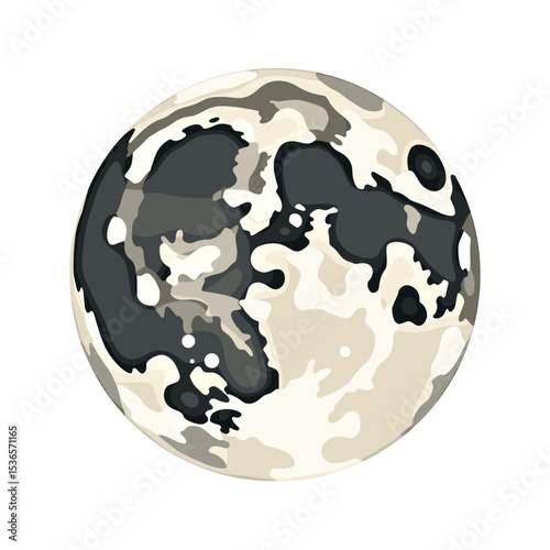 Full moon phase with visible craters, against a white background for lunar science