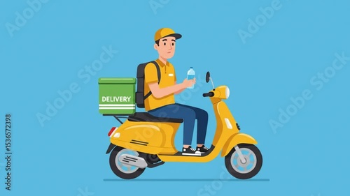 Fast and friendly delivery scooter deliveryman