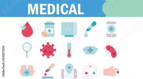 Medical Icons Healthcare, Hospital, Doctor, Clinic, and First Aid Symbols - EPS Vector Illustration