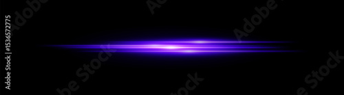 Purple glowing light streak. Horizontal neon beam with smooth glow and layered flow on black background, fitting tech, motion or speed themes.
