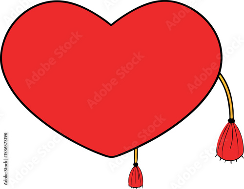 Red color love emoji cartoon face heart icon on white background generated by AI