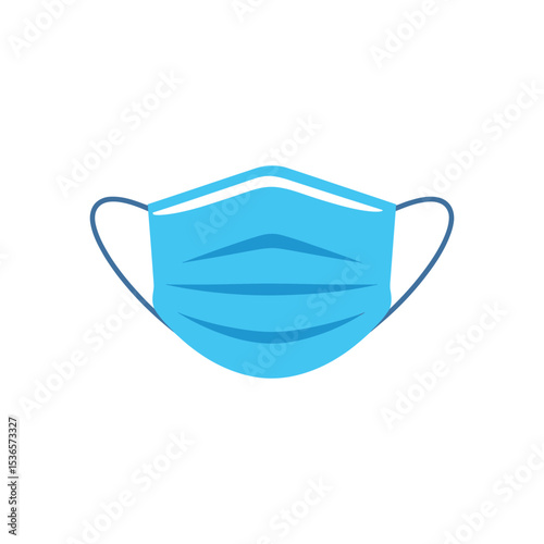A Simple Flat Design Illustration of a Medical Blue Face Mask