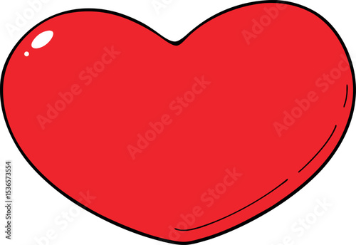 Red color love emoji cartoon face heart icon on white background generated by AI