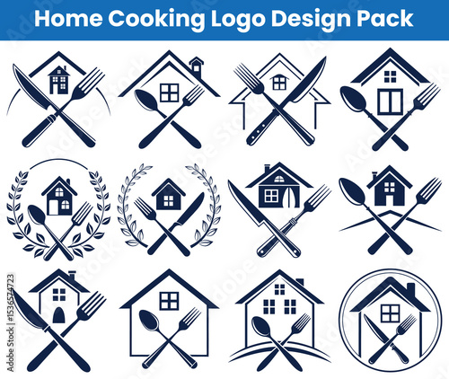 Home Cooking Logo Designs Kitchenware, House Icons, Food Branding Templates