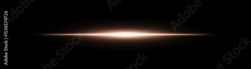 Bright horizontal golden beam. Central light burst with smooth radial fade on black background, ideal for sci-fi, energy or speed visuals.