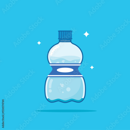 Plastic water bottle, healthy blue drinking water packed in a 330ml PET bottle with a cute pumpkin shape, recyclable and easy to store liquids.