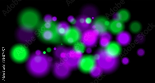Multicolored glowing circles with blur on black background. Soft depth effect with vibrant color contrast.