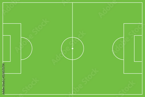 Vector soccer field with green grass