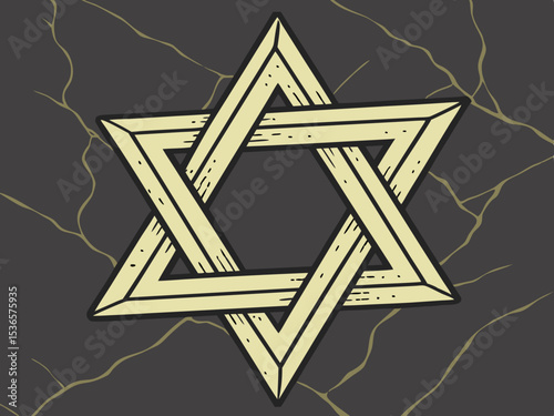 star of david in metallic gold placed over smooth dark marble surface