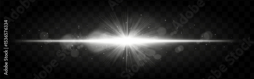 Light burst. Teal radiant glow with burst rays and soft floating sparkles on checkered transparent background, suitable for sci-fi themes.