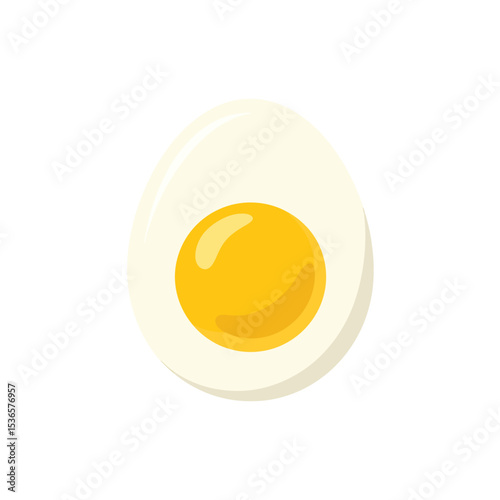 A Simple Minimalist Illustration of a Hard-Boiled Egg Cut in Half