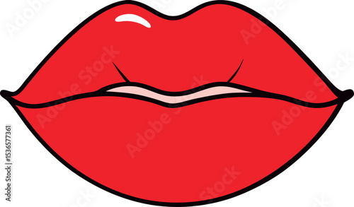 Pop art mouth closed kissing fill style icon