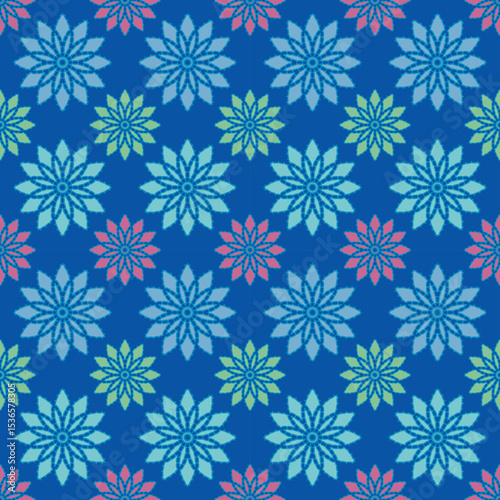 blue and purple colorful elegant floral mandala motif seamless repeat pattern useful for wallpaper and tile