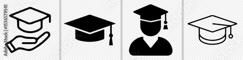 Graduation hat with Education icon set. Graduation icon For website design, logo, app, template, etc.