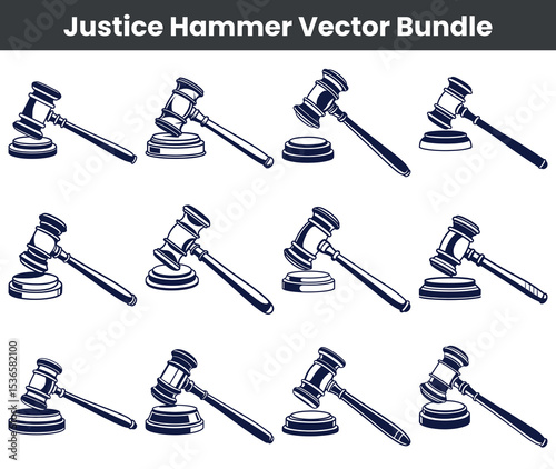 Justice hammer illustrations in a seamless pattern on white background