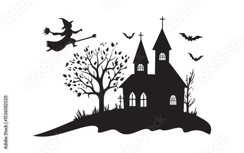 halloween haunted house vector illustration