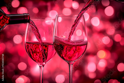 A Wine Glass Being Filled with a Rich, Deep Red Wine with High Resolution