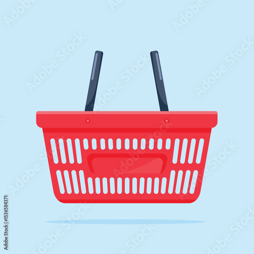 illustration of a red supermarket plastic shopping basket