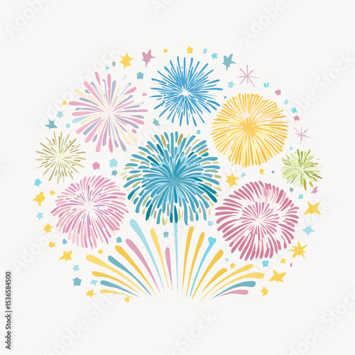 Colorful Fireworks Celebration Illustration for Festive Events in Vibrant Style