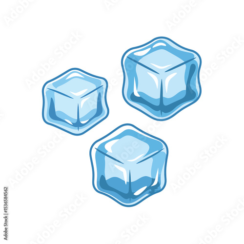A Vector Illustration of Three Transparent Blue Ice Cubes