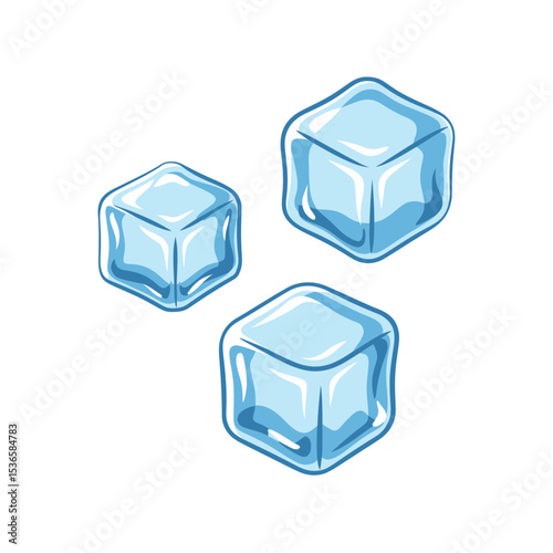 A Vector Illustration of Three Transparent Blue Ice Cubes