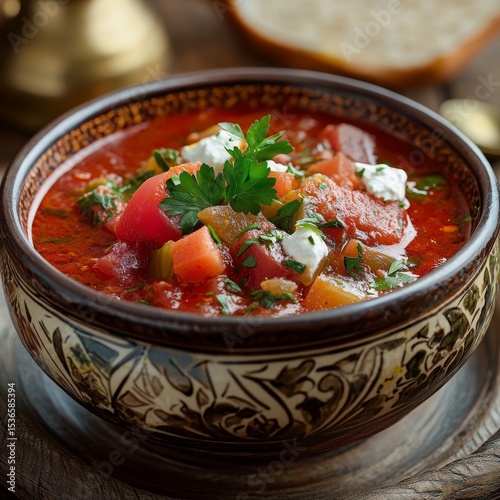 Traditional Ukrainian borsch 