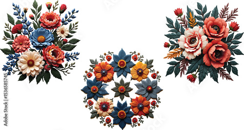 Beautiful realistic flower bundle. 3d flower bouquet sets