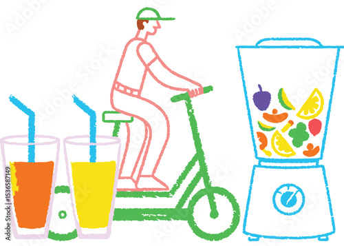 Vector illustration of two cold fruit juice glasses with straws, perfect for a summer drink or party