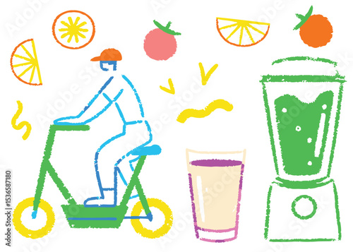 Vibrant fruit juice and fresh fruit set with cold drinks, citrus, and healthy green garnishes in a glass