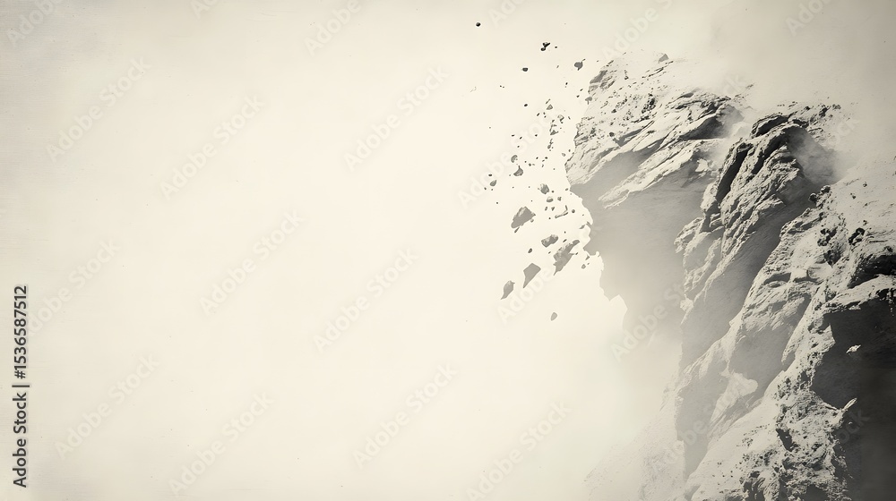 Fototapeta premium Dramatic Rockfall Sepia Tone Mountain Cliffside