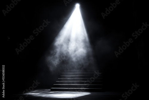 A Dramatic, Symmetrical Composition with a Bright Spotlight Shining Downwards, Illuminating an Unseen Subject in the Ce... for Premium Quality Projects