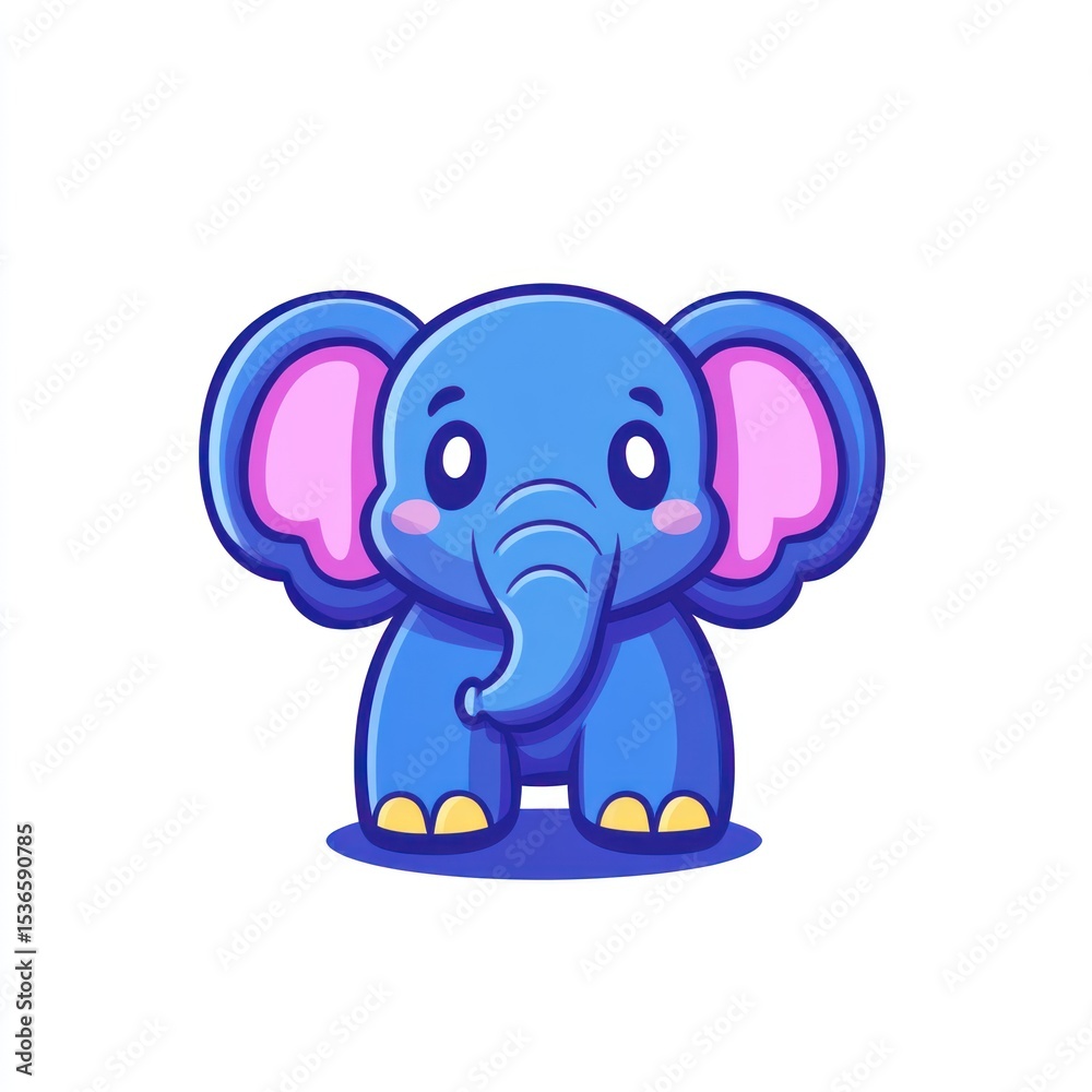 Fototapeta premium Cute cartoon blue elephant