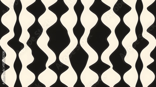 Abstract Black and White Wavy Seamless Pattern